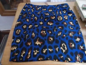 size 12,by Madam Rage,royal blue animal print mini skirt. - Picture 1 of 2