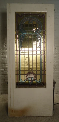 Single Vintage American Stained Glass Door Cover