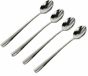 4 x cucchiai in latte manico lungo in acciaio inox per vetro gelato coppa caffè - Foto 1 di 2