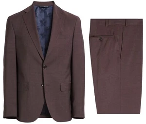 Ted Baker Herren Roger Slim Fit 2-Teiler Wollanzug in Burgund Gr. 40 R / 33 R - Bild 1 von 4
