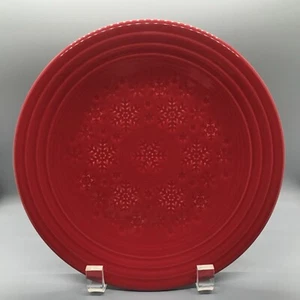 Fiesta Embossed Snowflake Luncheon Plate in Scarlet | Fiestaware Red Lunch Snow - Picture 1 of 4