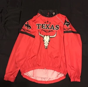 Mens Canari Cycling Windbreaker Pullover Jacket Red Texas Longhorn Skull Sz XL - Picture 1 of 7