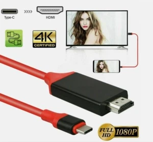 6FT USB-C Typ C na HDMI HDTV TV Kabel Adapter do iPhone 16,16 Plus, 16 Pro Max - Zdjęcie 1 z 15