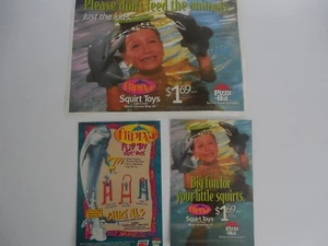Pizza Hut Flipper Squirt Toys Placemat W/ 2 Table Tents 1996 Flipper Fun on Back - Picture 1 of 9