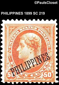 US 1899 SC 219 FRANKLIN 50¢ ORANGE BLK OP "PHILIPPINES"  FINE - Picture 1 of 2