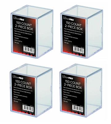 4 x Ultra Pro 150 Count 2 Piece Clear Storage Box Standard Trading Cards 150ct