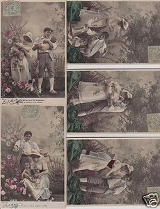 # PAAR VOR KOHL "NASCONI" GUT 2 KINDER - 5 Postkarten Aufl. französisch - Bild 1 von 1