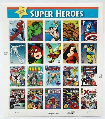 US STAMP 2007 #4159 Marvel Comics SUPER HEROES 41Cent Spiderman 1 Full Sheet-MNH - Image 1 of 2