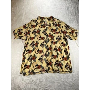 Morro Bay Button Down Shirt Short Sleeve Hawaiian XL Yellow Floral - Picture 1 of 5