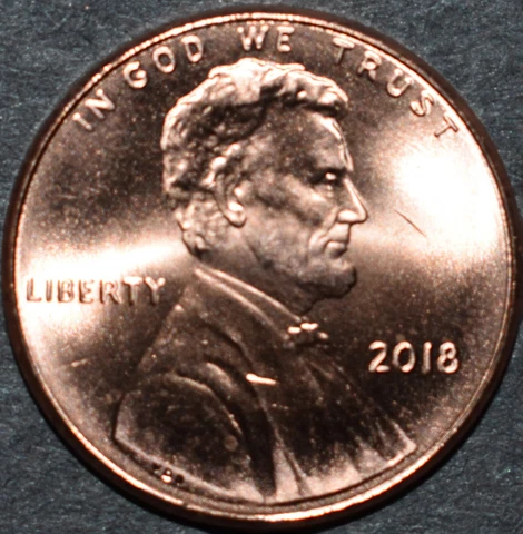 2018 P Lincoln Shield Penny / Choice BU Mint Luster Red Uncirculated from OBW Cover