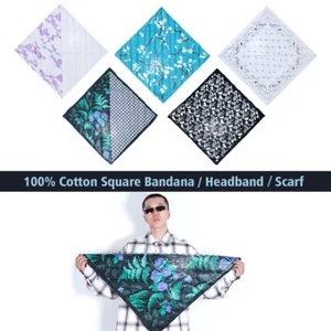 6 Stück Bandana Paisley Print 100% Baumwolle Haar Kopftuch Schals Hals Stirnbänder - Bild 1 von 18