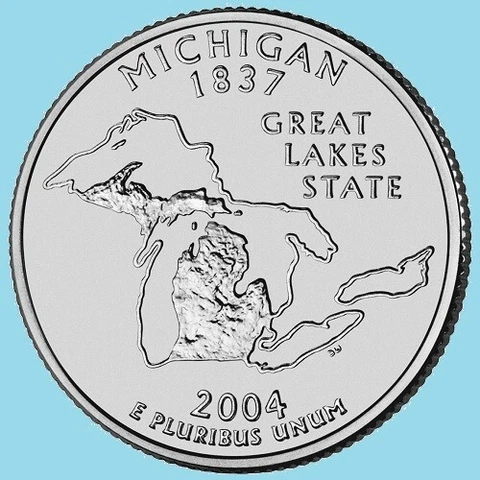 2004 P Michigan State Quarter Statehood Philadelphia~ Uncirculated 2nd Cover