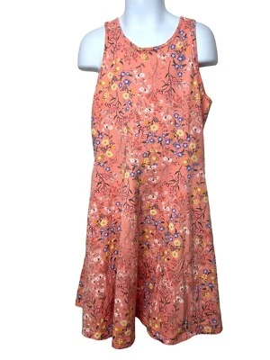 Antiguo Vestido Sin Mangas Azul Marino Niñas M 8 Rosa Floral Ajuste Acampanado Algodón Verano Primavera Informal Foto 1 de 4