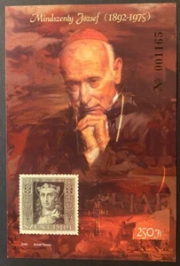 HUNGARY 2000 MINDSZENTY STAMP ON STAMP MABEOSZ PRIVATE SHEET -S15797-2 - Picture 1 of 1