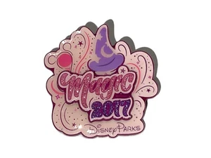 Prendedor de intercambio de parques de Disney sombrero de brujo mágico 2017 rosa 3D brillo buen estado - Imagen 1 de 9