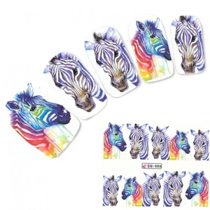 Tattoo Nail Art Zebra Africa Wilderness Decal Nail Sticker - Picture 1 of 2