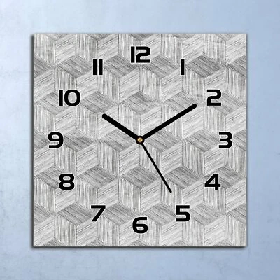 Horloge Murale En Verre moderne gris cubes géométrique Op Art 30x30 - Photo 1/4