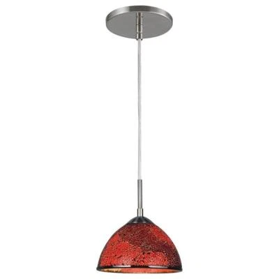 Colgante Woodbridge Lighting Alexis 1 luz de metal en níquel satinado/rojo Foto 1 de 2