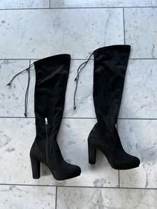 Tamaris Overknee Stiefel Schwarz Absatz 9,5 Größe 37 Plateau Reißverschluss - Bild 1 von 5