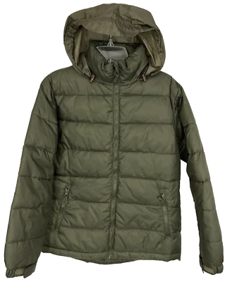 Steve & Barry's Double Down Puffer Jacket Unisex M Hooded Zip Pockets Green J824 - Image 1 of 4
