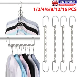 METAL MAGIC CLOTHES CLOSET HANGERS COAT CLOTHING ORGANISER SPACE SAVER HOOKS - Picture 1 of 9