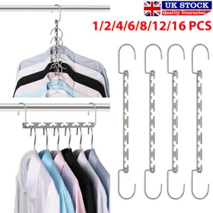 METAL MAGIC CLOTHES CLOSET HANGERS COAT CLOTHING ORGANISER SPACE SAVER HOOKS - Picture 1 of 9