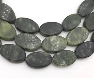 15mm Green Jade multi color Gemstone beads Tabular Stone- Jewelry Supplies - Picture 1 of 3