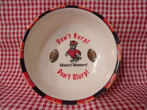 Vintage NC State Wolfpack Cereal Bowl - Don't Burp! Don't Slurp! Mascot Manners Cover