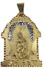 Médaille St Lazaro argent 925 charme religieux 3 pouces de haut avec plaqué or