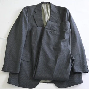 Vtg Chaps Ralph Lauren 42R 38x30 Gray Striped Wool Mens Suit - Picture 1 of 12