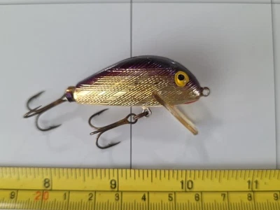 VINTAGE REBEL HUMPY FLOATER FISHING LURE PURPLE/GOLD - Image 1 of 4