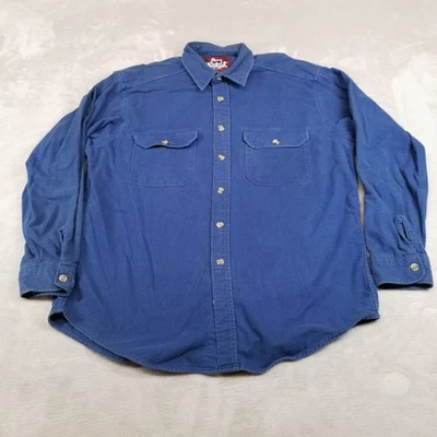 VTG Woolrich Shirt Mens L Blue Chamois Heavy Flannel Button Up Pockets - Image 1 of 4