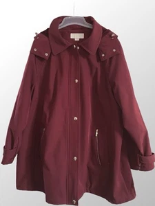 MICHAEL KORS Hooded Trench Coat Burgundy size 2X - Picture 1 of 6