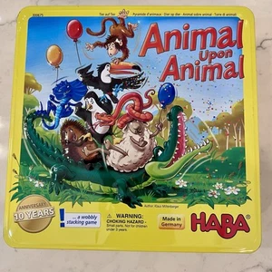 Animal Upon Animal Wood Haba Board Game Germany In Rare Tin - Picture 1 of 7