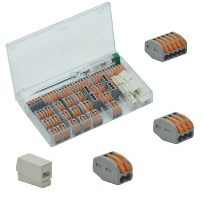 36x Wago Klemmen mit Hebel 222-412 /222-413 /222-415 Hebelklemmen Set im Kasten - Bild 1 von 4