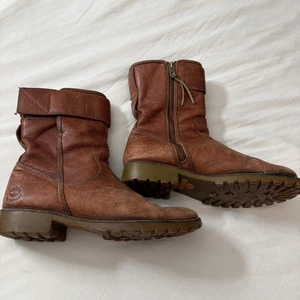 Mens Timberland Boots Size 9.5 Damaged Made in USA Real Leather Shoes Vtg Rare - Picture 1 of 24