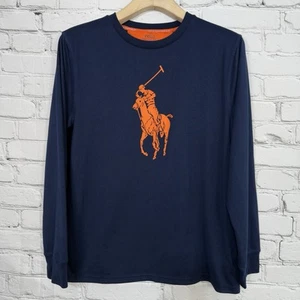 Polo Ralph Lauren Youth Shirt XL Graphic Big Pony Performance LS Navy Orange - Picture 1 of 18