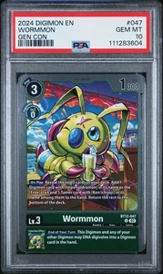 Wormmon 2024 Digimon Gen Con Promo #047 PSA 10 Gem Mint Population 4 - Picture 1 of 2