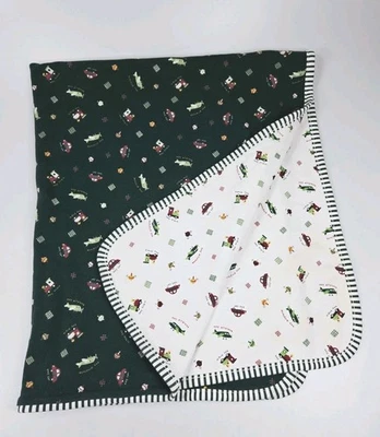 Manta reversible Gymboree vintage trenes de juguete aviones coches 2001 rayas verdes Foto 1 de 4