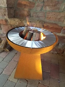 Feuerschale Feuersäule mit Grillring / Plancha Ø 55cm, Edel - Rost-Optik - Bild 1 von 7