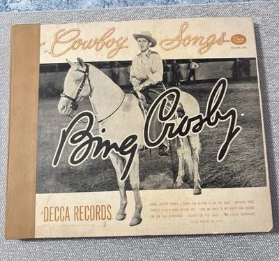 Vintage 1949 BING CROSBY Cowboy Songs Vol 1 Vinyl LP Decca Records Record — 第 1/4 张图片
