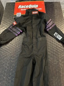 RaceQuip 1950501 Driving Suit SFI-1JR 3.2A/1 Black/Purple Stripe Youth XS KXXS - Picture 1 of 11