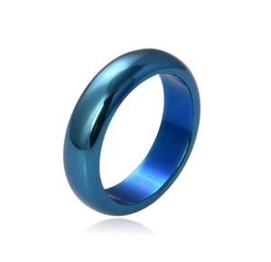 Blue Hematite Ring Non Magnetic Anxiety Balance Circulation Blood UK - Picture 1 of 1