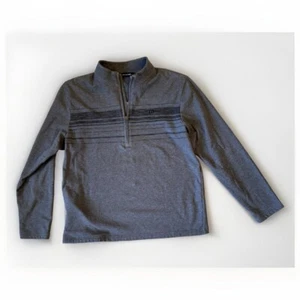 Travis Mathew Sweater Men M Gray Stripes Performance Golf Half Zip Pullover EUC - Picture 1 of 8