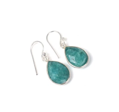 Simulated Emerald 925 Sterling Silver Earring Gifts For Her Jewelry R-604 - Image 1 of 4