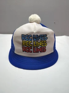Vtg Rcc Lines Trucker Hat Short Bill Rare Htf Snapback Blue (R) - Picture 1 of 7