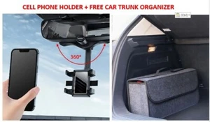 Car Phone Holder 360° Rotatable & Retractable Mirror + FREE CAR TRUNK ORGANIZER - Imagen 1 de 2