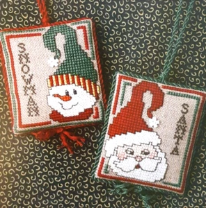 Snowman & Santa Ornaments - Teenie Tweenie- Cross Stitch Chart & Buttons - Picture 1 of 3
