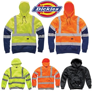 DICKIES HI VIS HOODIE HIGH VISIBILITY HOODED SWEATSHIRT SAFETY WORK HOODY JACKET - Picture 1 of 6