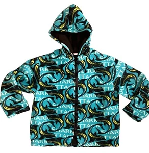 Shark Fleece Jacket Youth Boys Size Small 8 Zip Up Blue Sharks Hooded - Picture 1 of 3